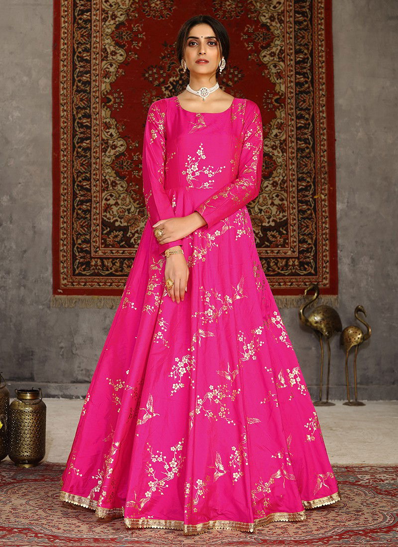 Dark pink colour clearance gown